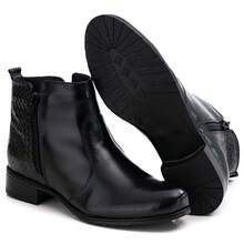 Comfortable Women's Boot In Premium Leather - 黑色 - 查看 4