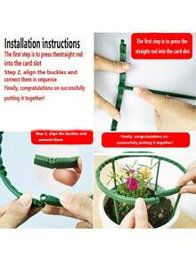 4 cọc nhựa hỗ trợ cây trồng, thanh cố định hình bán nguyệt dùng để sắp xếp nhà kính, giá đỡ cây hoa leo trong nhà - màu xanh lá - Xem 6