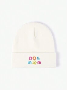 1 件男女通用 Y2K 时尚百搭刺绣彩色“狗妈妈”针织帽，适合街头、派对、秋冬户外活动保暖 - 針織帽 - 查看 2