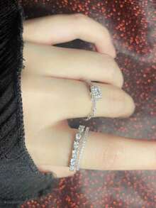 1 Bộ Nhẫn Hình Giọt Nước, Nhẫn Thiết Kế Thời Trang Cao Cấp - Vòng loại B - Xem 5