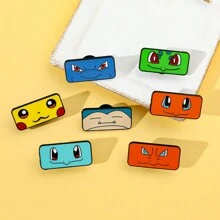pokemon Pokemon 1/7 szt. Anime kreatywny kwadratowy Pikachu broszka słodki Charizard emalia pin plecak odzież biżuteria metalowe odznaki akcesoria prezenty dla przyjaciela akcesoria do sukienki pin na ubrania torba urok szkoła