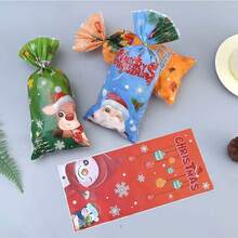 4pc2024 Túi kẹo Giáng sinh mới Trang trí tiệc Chương trình Túi quà tặng Ông già Noel Bánh quy O Pp Túi phẳng - Nhiều màu - Xem 4