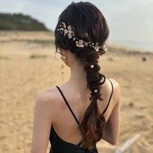 7pcs/Set Handmade White Pearl, Alloy Leaves & Flowers Decor Hairpin Set, Bridal Hair Accessories For Wedding Dress Elegant Valentine's Day Accessories