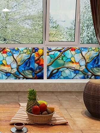 1 件装 PVC 窗户隐私膜静电贴纸彩虹膜适用于玻璃门热控制防紫外线彩色碎裂创意