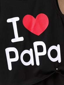 Summer Casual Simple Heart Print Sleeveless Tank Top For Young Boy - 黑色 - 查看 5