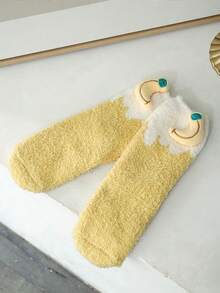 1/4 双厚羊毛小腿袜，可爱水果图案保暖透气女士袜子，适合圣诞节 - 彩色 - 查看 11