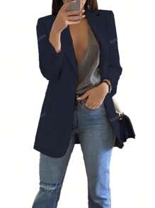 Nueva chaqueta de mujer de estilo europeo, de corte slim, de solapa, de apertura frontal, de estilo casual, para primavera/otoño