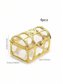 1pc European Style Mini Treasure Box, Wedding Candy Box, Gold Gift Box Suitable For Making Wedding Gifts, Creative Gift Storage Box - Gold - View 9