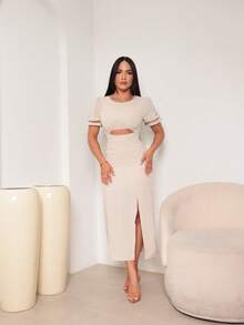 Chic Twist Midi Maxi Dress - Kem - Xem 4