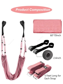 1 pezzo Cinghia di stiramento per yoga, fascia per fitness di vita e gambe, assistente per backbend, con ancora per porta, regolabile in altezza, adatto per yoga aereo, cinghia di stiramento per spaccate, pratica di inversione antigravità, materiale in poliestere largo e ad alta resistenza, attrezzo per lo stretching dello yoga, cinghia per spaccate e backbend, adatto per danza, balletto, ginnastica, pilates, esercizi di flessibilità - Rosa - Visualizzare 2