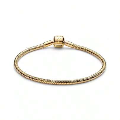  Pandora | 14K Gold-Plated Barrel Clasp Snake Chain Bracelet |  | Women Jewelry Sets