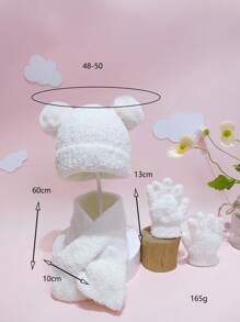 Bộ 3 món/Bộ mũ len, khăn quàng cổ và găng tay cho trẻ mới biết đi, trang phục len ấm áp cho mùa đông - 3 chiếc - Xem 9