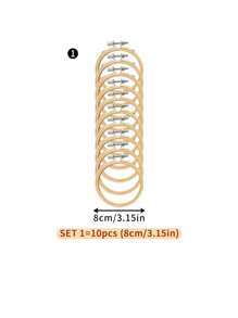 10pcs/Set Beige & Green Bamboo DIY Cross Stitch Embroidery Hoops, Suitable For Home Decor, Dream Catcher Accessories, Halloween & Christmas Decorations, Phone/Keychain/Bag Hanging Ornaments, Desk & Bedside Display