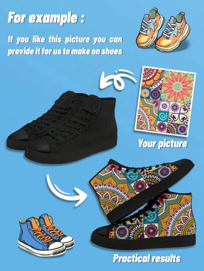 1 Pair Custom High Top Fabric Shoes, Personalized Image Sneakers, Custom High Top Sneakers, Personalized Canvas Shoes, Photo Sneakers, Tailored Sneakers For Men And Women, Unique Sports And Casual Footwear, Gifts For Groomsmen, Anniversaries, Valentine's Day, Birthdays, Weddings, Best Friend Gifts, Perfect For Mom/Dad/Her/Him/Girlfriend/Boyfriend/Wife/Husband/Friend.
