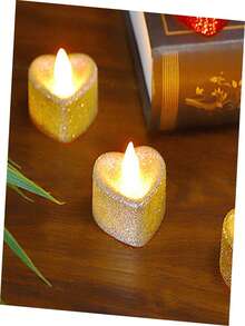 6/12支红色无焰浪漫LED蜡烛，配100片人造玫瑰花瓣，适用于节日、婚礼、生日、情人节、新年、周年纪念日装饰、庭院、花园（不含电池） - 銀色 - 查看 3