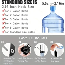 1pc USB Rechargeable Automatic Electric Water Pump, Compact & Precise, Easy Installation, Convenient & Practical, One-Key Operation, Blue Light Display, USB Charging, Can Pump About 6 Buckets Of 19L Bottled Water On One Full Charge