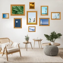 Een set van 9 foto's, 3 foto's x 6 inch fotolijst + 4 foto's x 8 inch fotolijst + 2 foto's x 10 inch fotolijst, gouden fotolijst fotowand, geschikt voor slaapkamer, woonkamer, cadeau voor papa, cadeau voor mama, cadeau voor vrienden, cadeau voor vriendin, cadeau voor vriendje,