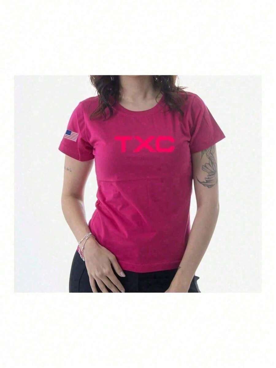 Women's T-Shirt Txc Country Fashion T-Shirt 100% Cotton - Màu Hồng Tươi - Xem 1