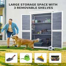6ft X 4ft Outdoor Wooden Tool Shed, Outdoor Wooden Storage Cabinets With Removable Shelves, Weatherproof, Wooden Garden Shed With Locking Door For Yard Tool Storage Large Capacity Tool Shed To Accommodate Different Garden Tools - Grey - View 6