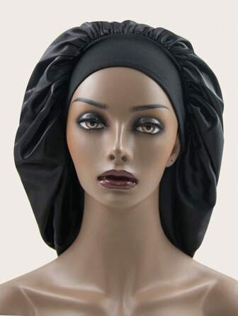 1 pieza Gorro de dormir de unicolor, gorro elástico de moda para protección del cabello, gorro de quimioterapia de seda para mujeres