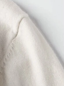 Men's Plain High-Neck Long Sleeve Casual Pullover Sweater, For Fall Winter - White - View 3