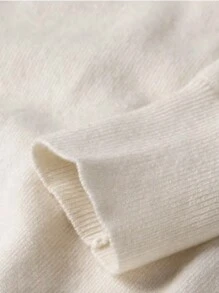 Men's Plain High-Neck Long Sleeve Casual Pullover Sweater, For Fall Winter - White - View 4