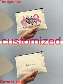 Túi cầm tay đựng mỹ phẩm Giáng sinh có khóa kéo, Túi đa chức năng, Túi đựng đồ du lịch cho nữ - Quà tặng Giáng sinh lý tưởng cho phụ nữ - Màu be - Xem 15