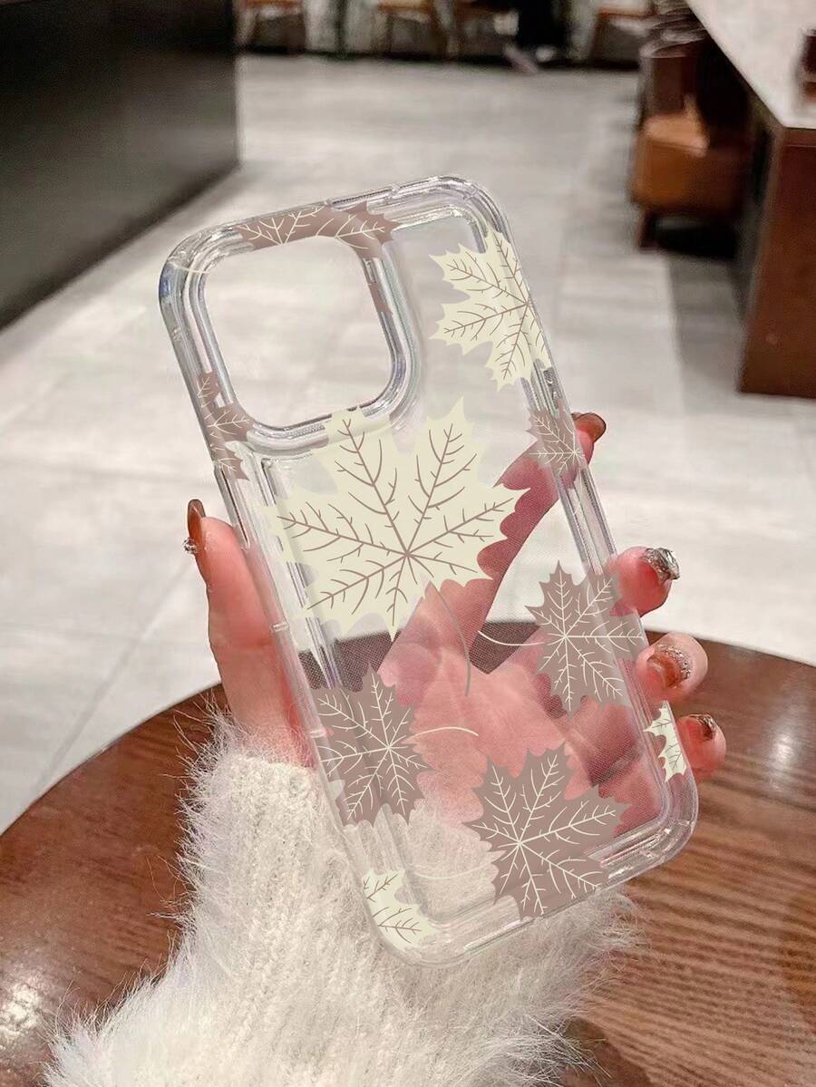 Ốp lưng điện thoại trong suốt chống sốc họa tiết lá mùa thu tương thích với iPhone 15/16/14/12/11 Pro Max - Ốp lưng điện thoại trong suốt họa tiết hoa thanh lịch - Trong sáng - Xem 1