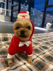 可爱的宠物连帽衫 - 猫狗运动衫，适合中小型宠物圣诞节和新年装，秋冬季 - 彩色 - 查看 8