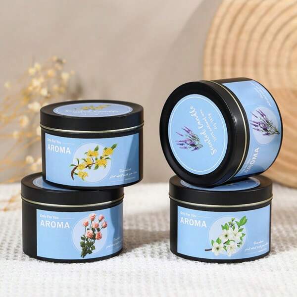 1pc Tin Can Scented Candle, Jasmine Fragrance Home Decor, Smokeless Wedding Favors,Room Decor,Gifts