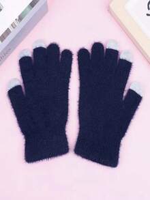 1 chiếc Găng tay len dài ngón mềm mại tối giản Unisex trơn, có khả năng cảm ứng, thời trang mùa đông ấm áp chống gió - Nhiều màu - Xem 7