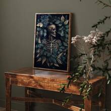 1 pièce Affiche art squelette de feuilles botaniques de style gothique sans cadre. Peinture vintage sombre, académie sombre, idéal pour dortoir, appartement, salon, chambre, décoration de la maison