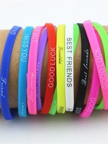12 chiếc vòng tay silicon rộng 5mm, vòng tay cao su thể thao in chữ nhiều màu - Nhiều màu - Xem 1