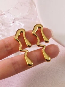 1 par de pendientes de acero inoxidable con inspiración en lava, adecuados para que las mujeres los luzcan en fiestas o como regalo festivo