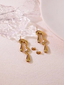 1 par de pendientes de acero inoxidable con inspiración en lava, adecuados para que las mujeres los luzcan en fiestas o como regalo festivo