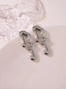 1 par de pendientes de acero inoxidable con inspiración en lava, adecuados para que las mujeres los luzcan en fiestas o como regalo festivo