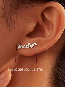 1 Pair Of Gold Silver Rose Gold Custom Name Pattern Earrings, Personalized Vintage Fun Style Stud Earrings, Mother's Day Special Accessories, Birthday Wedding Graduation Gift, Simple Design Custom 26 English Letter Jewelry, Suitable For Women Thanksgiving Christmas Halloween Carnival Mother's Day (Custom English Only)