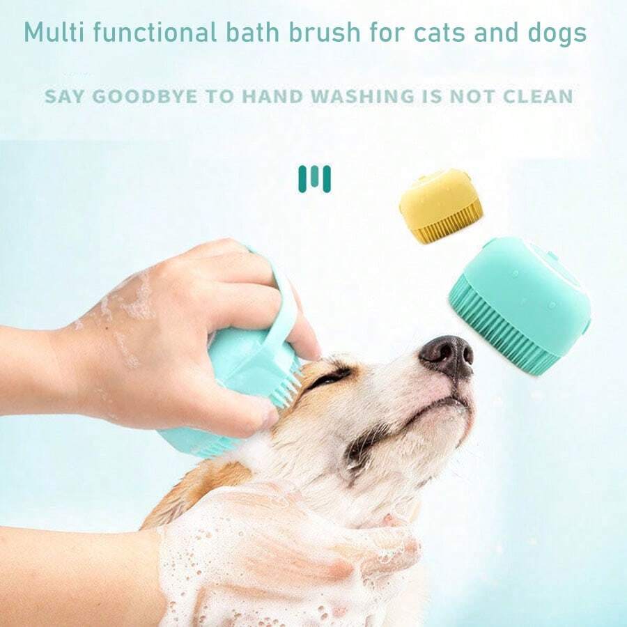 MultiFunction Silicone Pet Brush, Grooming Scrubber Bathing Tool For
