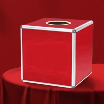 1个红色抽奖幸运盒方形抽奖球游戏盒多功能储物券盒卡片奖励球收纳盒抽奖球游戏盒 - 非常适合商务年会、捐赠、基金会和派对、婚礼游戏