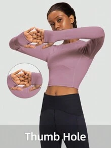 baleaf Áo crop top dài tay tập luyện thể thao cho nữ Áo chạy bộ dáng ôm vừa vặn (Chúng tôi khuyên bạn nên chọn lớn hơn một cỡ, phù hợp cho dịp tập chạy) - Màu tím  Violet - Xem 4