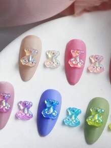 50pcs Aurora Bear Nail Charms - Resin & Acrylic Nail Art Accessories 50pcs Hypoallergenic 3D Aurora Bear Nail Charms - Perfect For DIY Manicures, Women & Girls Nails