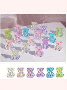 50pcs Aurora Bear Nail Charms - Resin & Acrylic Nail Art Accessories 50pcs Hypoallergenic 3D Aurora Bear Nail Charms - Perfect For DIY Manicures, Women & Girls Nails