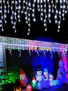 1pc Solar-Powered LED Icicle Fairy Lights, 13.8ft Light String With 8 Modes, For Bedroom, Garden, Wedding, Porch - White - View 9