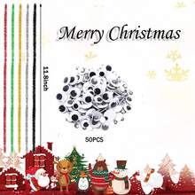 Bộ 296 que làm sạch ống Giáng sinh bao gồm 5 màu thân cây nhung và mắt giả lắc lư cho tiệc Giáng sinh DIY vật dụng thủ công mỹ nghệ trang trí - Nhiều màu - Xem 2