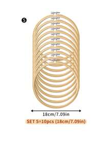 10pcs/Set Beige & Green Bamboo DIY Cross Stitch Embroidery Hoops, Suitable For Home Decor, Dream Catcher Accessories, Halloween & Christmas Decorations, Phone/Keychain/Bag Hanging Ornaments, Desk & Bedside Display