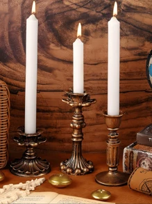 哥特式美学烛台，复古青铜花卉设计，简约古董装饰，适合婚礼艺术装饰、母亲节、生日、毕业季，是馈赠佳品。