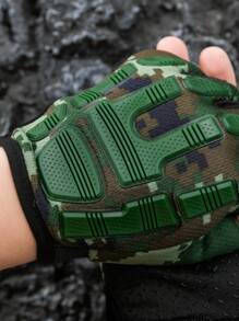 户外骑行运动健身半指手套，适合骑自行车、骑摩托车和滑雪，黑色手套 - 黑色 - 查看 10