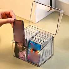 1pc, Acrylic Transparent Storage Box With Flip Cover And Partitions, Used To Store Cards And Small Items, Collect Album Photos - Transparent - View 5