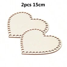 2pcs/Set Natural DIY Heart-Shaped Woven Wooden Basket, Crochet Crafting Background Wooden Base