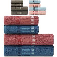 Emcompre Bossa Camesa 4-Piece Bath And Face Towel Set - Màu xanh hải quân - Xem 1